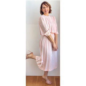 100% Silk Puff Sleave Midi Dress Argenti Size 6